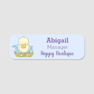 Porte-nom Caricature jaune mignon pour canard bébé
