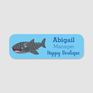 Porte-nom Caricature joli requin baleine joyeux