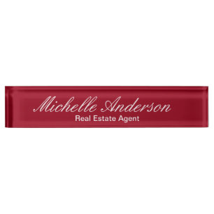 Porte-nom Carmine Red Script Real Agent Nom