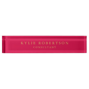 Porte-nom Carmine Rouge or couleurs Professional tendance mo