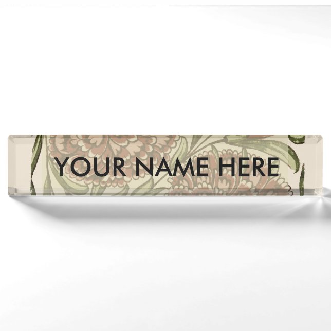 Porte-nom Carnation Carrelage Fleur Antique Art Rustique (Devant)