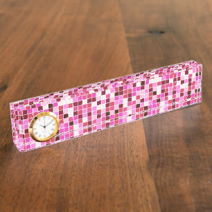 Porte-nom Carreaux de Piscine, Carreaux de Mosaïque Roses, M