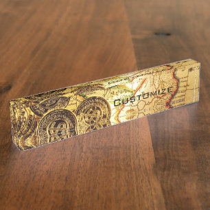 Porte-nom Carte de trésor d'or de pirates