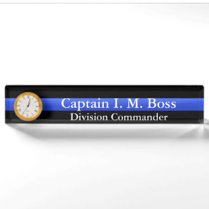Porte-nom Carte d'identité de bureau mince en ligne bleue