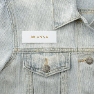 Porte-nom Carte d'identité employé Or et Blanc Minimaliste M