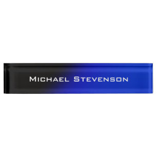 Porte-nom Carte d'identité professionnelle moderne Black Blu