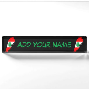 Porte-nom Carte du Liban avec drapeau
