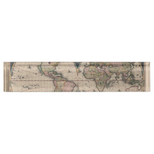 Porte-nom Carte du monde antique : Art de la cartographie hi