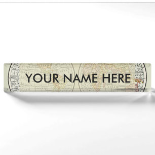 Porte-nom Carte du monde de voyage Terre 1916 Atlas mondial