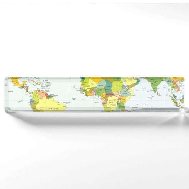 Porte-nom Carte mondiale Globe Pays Atlas (Devant)