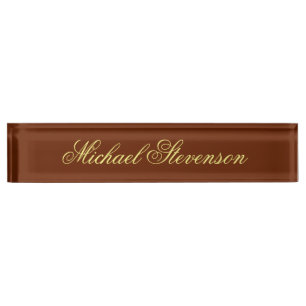 Porte-nom Carte professionnelle moderne Brown Business Desk