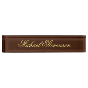 Porte-nom Carte professionnelle moderne Brown Business Desk