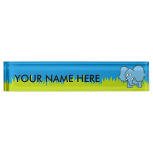 Porte-nom Carton bleu éléphant