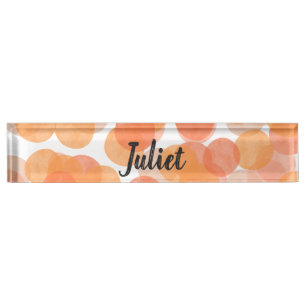 Porte-nom Cercles d'aquarelle orange Motif géométrique moder