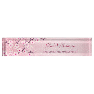 Porte-nom Cerisier Fleur Rose Parties scintillant Cheveux Et
