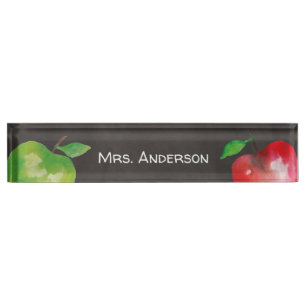 Porte-nom Chalkboard Watercolor Enseignant de la pomme