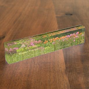 PORTE-NOM "CHAMP DE FLEURS" BUREAU PERSONNALISABLE NOM