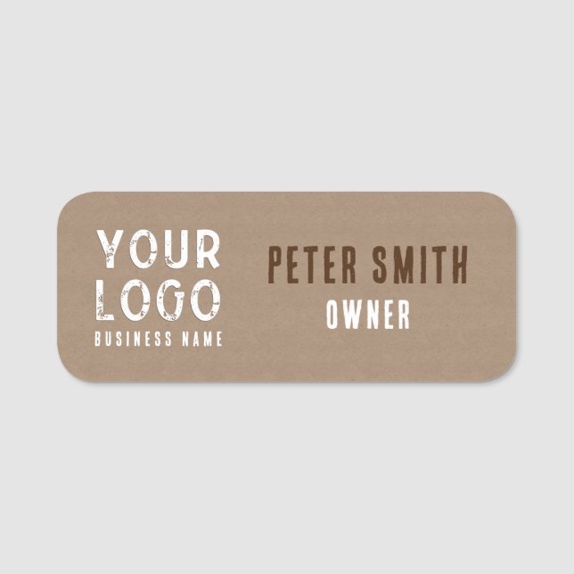 Porte-nom Charme rustique Kraft Papier Business Logo Nom Tit (Devant)