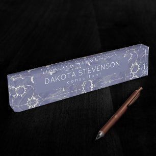 Porte-nom Charming mystique Étoiles de lune d'argent Sun A