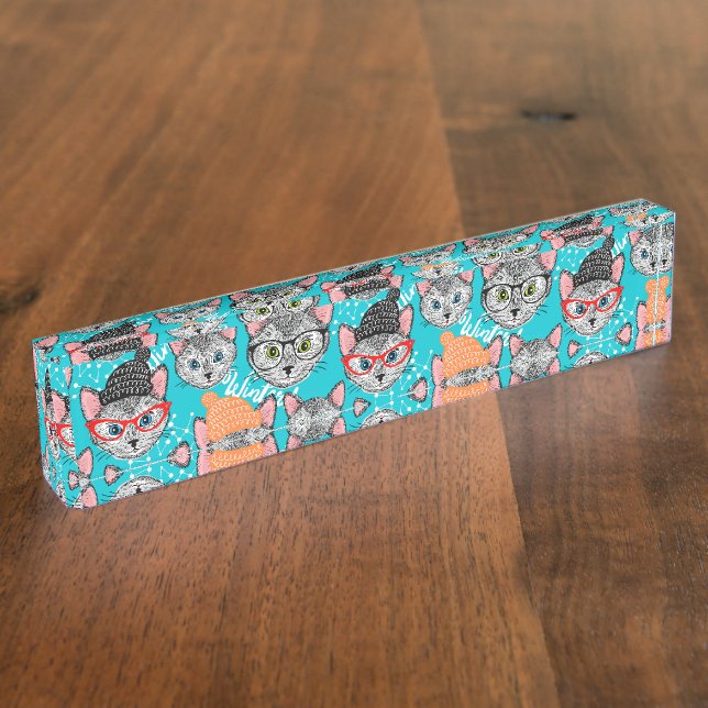 Porte-nom Chat dans le casquette (Taille)