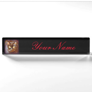 Porte-nom chat noir customisé