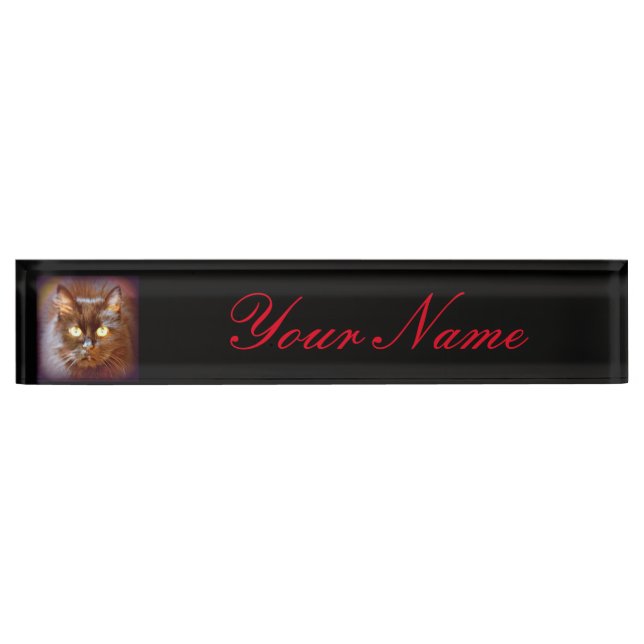 Porte-nom chat noir customisé (Devant)