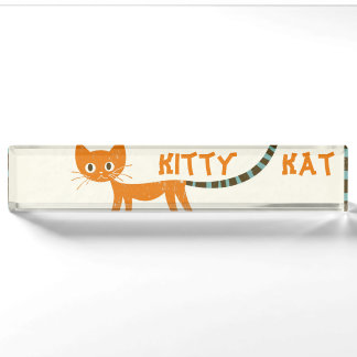 Porte-nom chat orange
