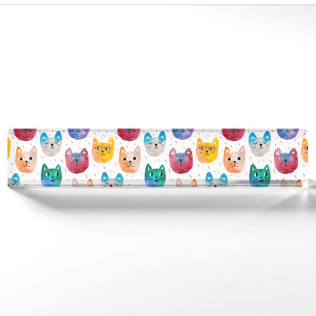 Porte-nom Chats aquarelles et amis (Devant)