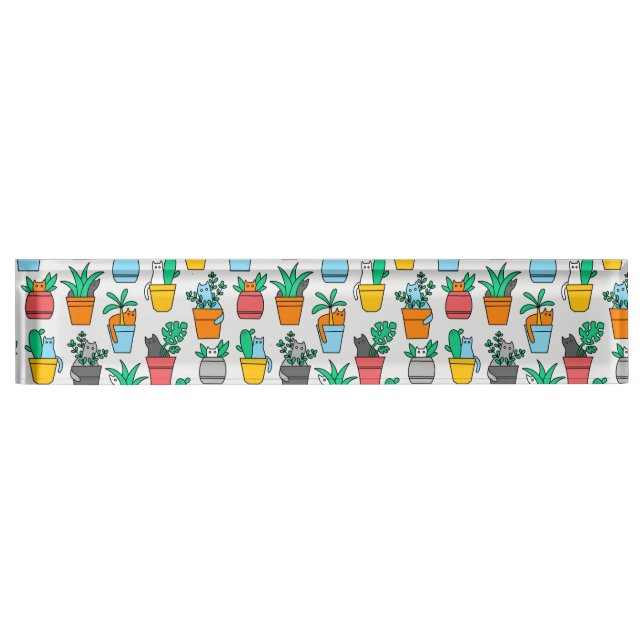 Porte-nom Chats dans les pots à fleurs (Devant)