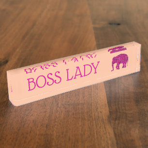 Porte-nom Chaud étincelant rose étincelant éléphant Boss Lad