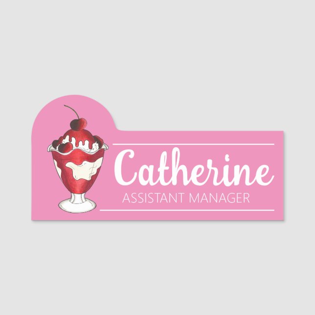 Porte-nom Cherries Jubilee Sundae Ice Cream Scoop Shop (Devant)