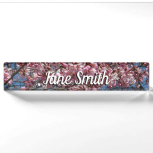 Porte-nom Cherry Blossoms et Blue Sky Spring Floral
