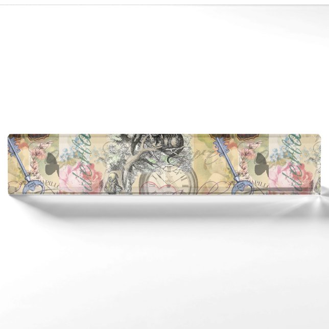 Porte-nom Cheshire Chat Alice Wonderland Classic (Devant)