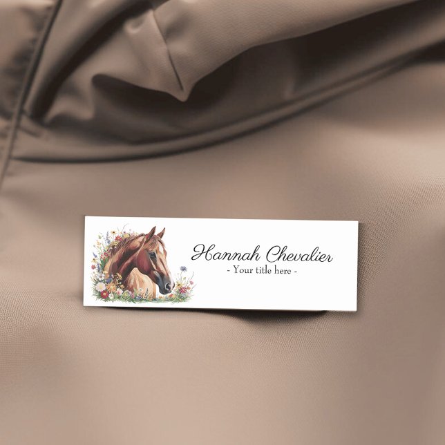 Porte-nom cheval élégant avec équitation fleur sauvage (Créateur téléchargé)
