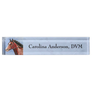 Porte-nom Cheval Thoroughbred Hippocampe bleu