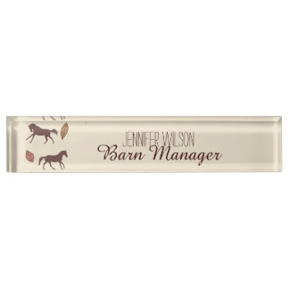 Porte-nom Chevaux et Feuilles d'automne