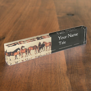 Porte-nom CHEVAUX / MARES ET FOALS, Noir