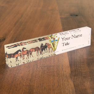 PORTE-NOM CHEVAUX/MARES ET FOALS SYMBOLE VÉTÉRINAIRE CADUCE