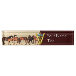 PORTE-NOM CHEVAUX/MARES ET FOALS SYMBOLE VÉTÉRINAIRE CADUCE