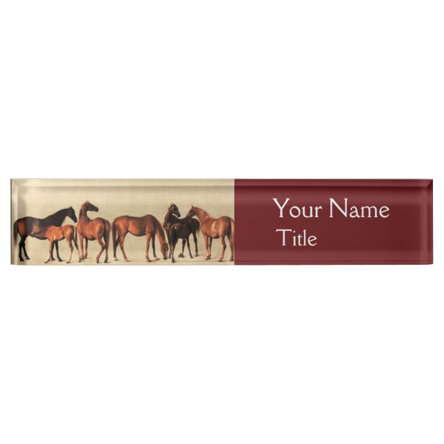 Porte-nom CHEVAUX/MARES ET FOUS , Brown (Devant)