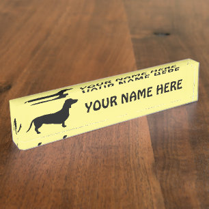 Porte-nom Cheveux courts Dachshund - Silhouette 1