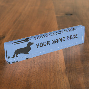 Porte-nom Cheveux longs Dachshund - Silhouette 1