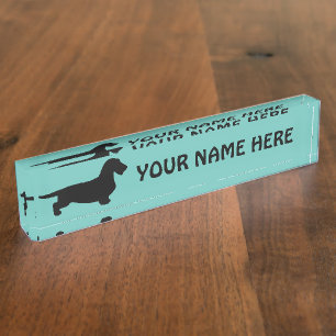 Porte-nom Cheveux ronds Dachshund - Silhouette 1