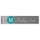 Chevrons Turquoise et Charbon Monogramme personnal