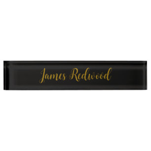 Porte-nom Chic Calligraphie Professionnel Couleur Or Noir