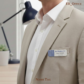 Porte-nom Chic Navy Blue & White Stripes Boutique Executive