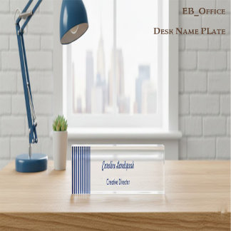 Porte-nom Chic Navy Blue White Stripes | Professional Custom