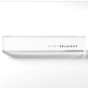 Porte-nom Chic Professionnel Blanc Moderne Simple Minimalist