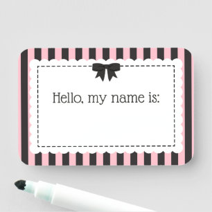 Porte-nom Chic rayé bords festonnés Hello My Name Is