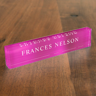 Porte-nom Chic Serif Look Métallic Rose Chaud